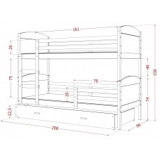 Divstāvīga bērnu gulta MATEUSZ 200x90